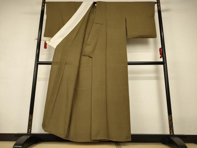 平和屋着物*夏物 色無地 絽 国防色 正絹 逸品 AABI4747jd