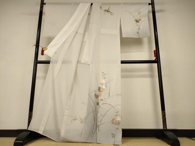 平和屋着物*夏物 訪問着 絽 作家物 草花文 暈し染め 金銀彩 鈴乃屋扱い 正絹 逸品 AABI4754jd