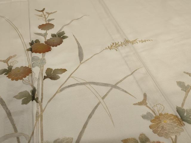 平和屋着物*夏物 訪問着 絽 作家物 草花文 暈し染め 金銀彩 鈴乃屋扱い 正絹 逸品 AABI4754jd