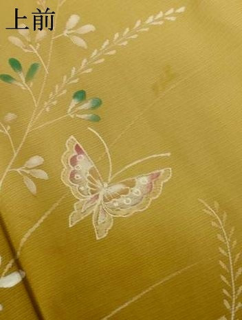 平和屋着物*夏物 訪問着 絽 手描き 花蝶文 暈し染め 銀彩 正絹 逸品 AABI4755jd