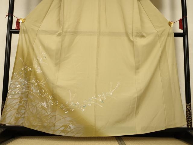 平和屋着物*夏物 訪問着 絽 手描き 花蝶文 暈し染め 銀彩 正絹 逸品 AABI4755jd