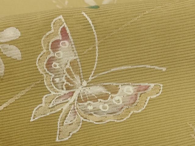 平和屋着物*夏物 訪問着 絽 手描き 花蝶文 暈し染め 銀彩 正絹 逸品 AABI4755jd
