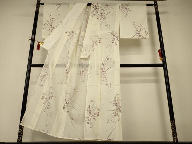 平和屋着物*夏物 小紋 絽 手描き 草花文 正絹 逸品 AABI4764jd