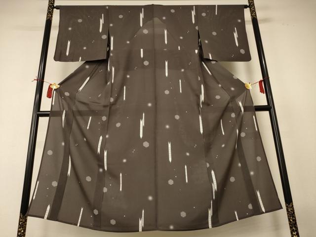 平和屋着物*夏物 小紋 絽 矢羽花文 ほたる暈し 正絹 逸品 AABI4768jd