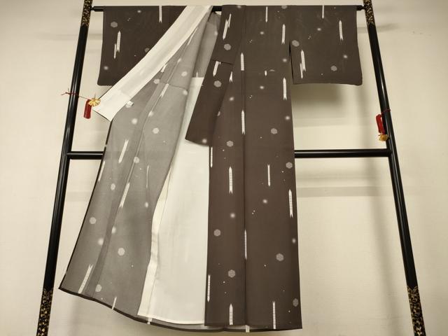 平和屋着物*夏物 小紋 絽 矢羽花文 ほたる暈し 正絹 逸品 AABI4768jd