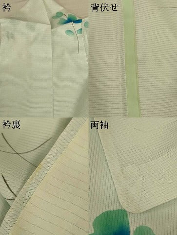 平和屋着物*夏物 小紋 絽 芝花文 洗える着物 AABI4778jd