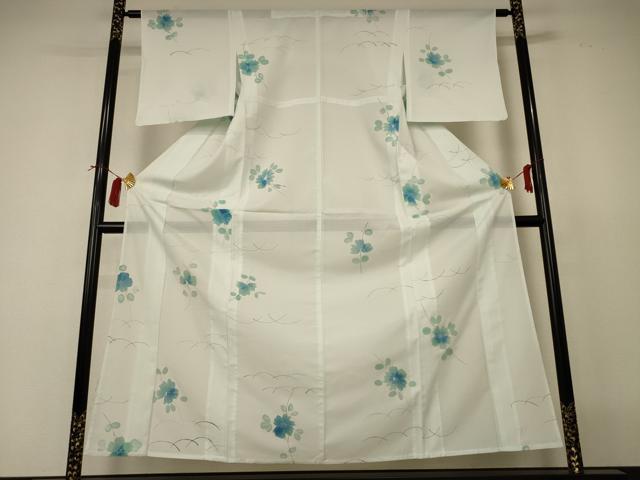 平和屋着物*夏物 小紋 絽 芝花文 洗える着物 AABI4778jd