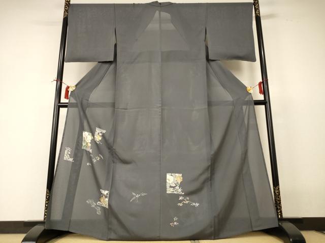 平和屋着物*夏物 訪問着 絽 流水草花文 金彩 正絹 逸品 AABI4781jd