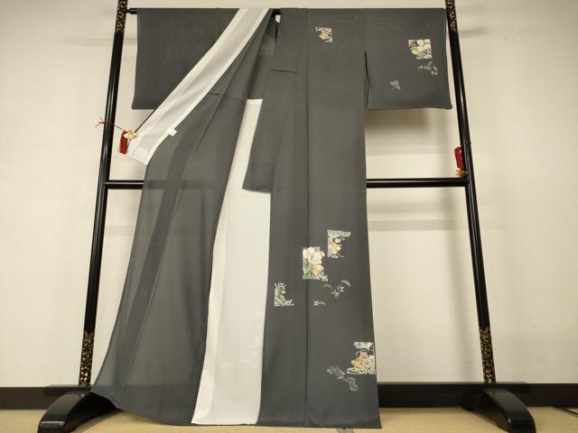 平和屋着物*夏物 訪問着 絽 流水草花文 金彩 正絹 逸品 AABI4781jd