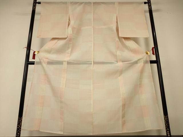 平和屋着物*夏物 小紋 紗 市松文様 高島屋扱い 正絹 逸品 AABI4783jd
