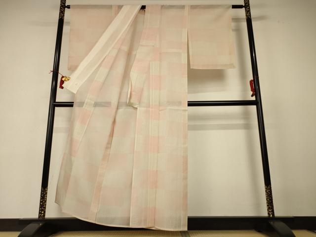 平和屋着物*夏物 小紋 紗 市松文様 高島屋扱い 正絹 逸品 AABI4783jd