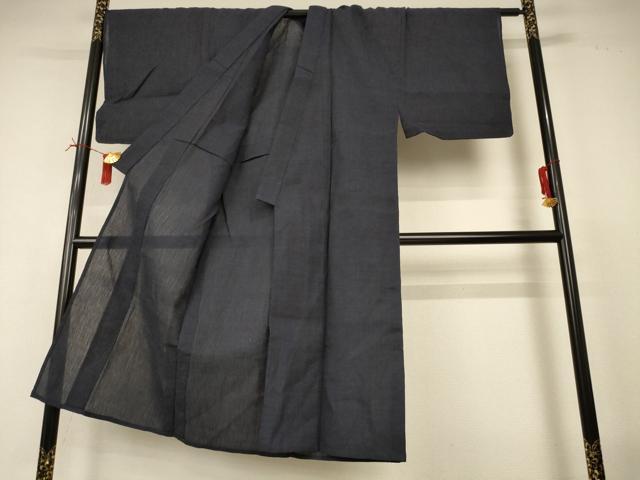 平和屋着物*夏物 男性 小千谷ちぢみ 色無地 蝋色 麻 逸品 AABI4786jd