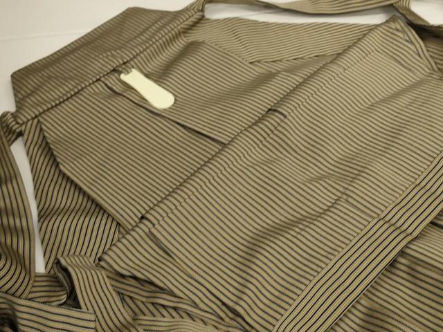 平和屋着物*夏物 男性 馬乗り袴 縞 正絹 逸品 AABI4787jd