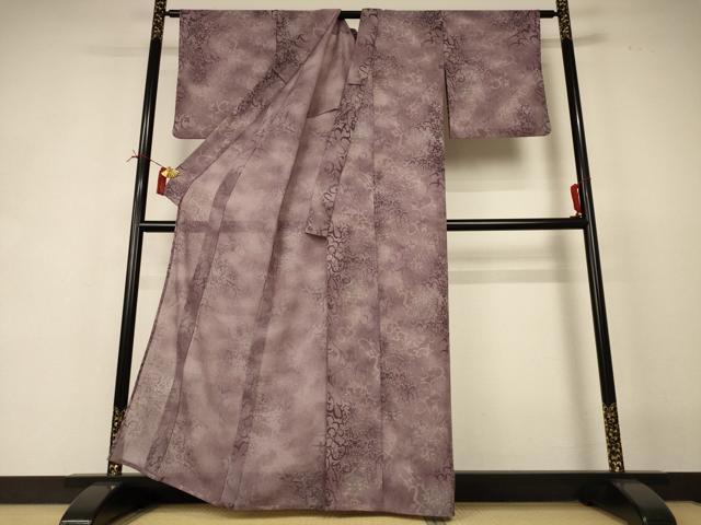 平和屋着物*夏物 小紋 紗 花唐草文 洗える着物 AABI4792jd