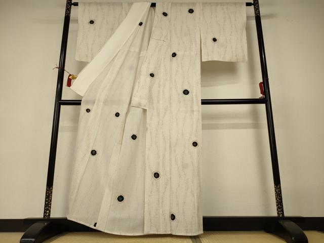平和屋着物*夏物 小紋 絽 絞り 丸文 正絹 逸品 AABI4796jd