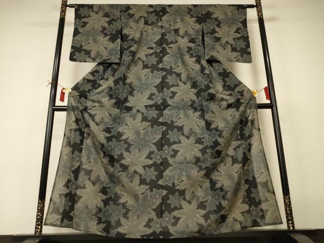 平和屋着物*夏物 小紋 紗 楓文 正絹 逸品 AABI4800jd
