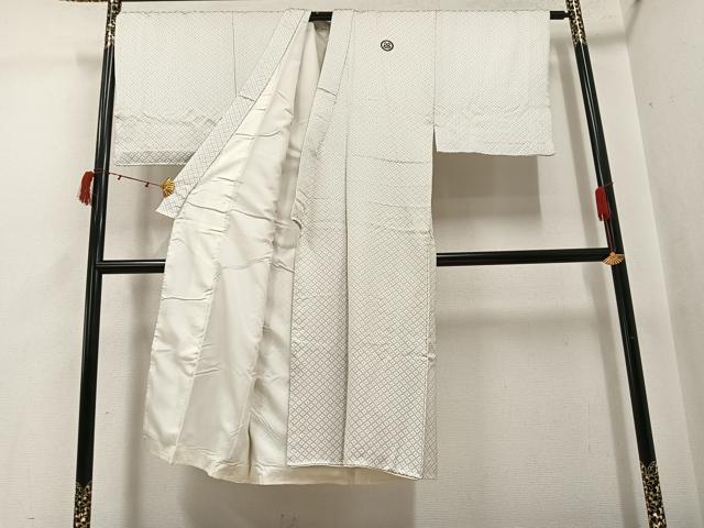 平和屋着物●男性 白紋付・羽織セット 菱文 正絹 逸品 AABI4803ph
