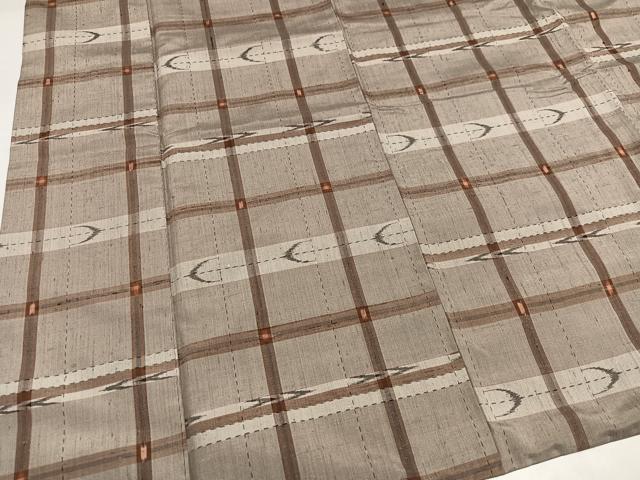 平和屋着物●上質な紬 格子 正絹 逸品 AABI4806ph