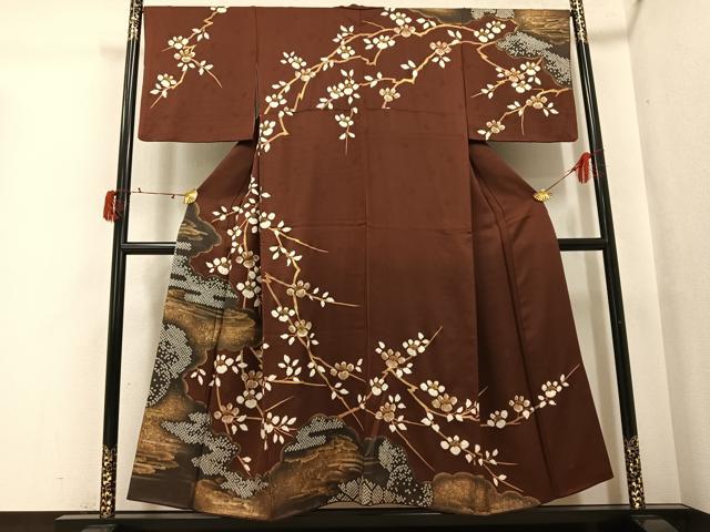 平和屋着物●訪問着 絞り 枝花雲文 金彩 正絹 逸品 AABI4809ph