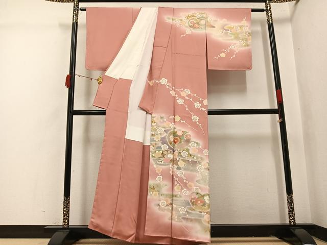 平和屋着物●京友禅の第一人者 松井青々 訪問着 駒刺繍 枝花文 暈し染め 金銀彩 正絹 逸品 未使用 AABI4811ph