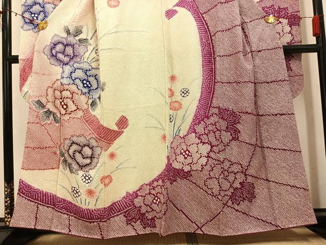 平和屋着物●名門 藤娘きぬたや・総絞り 振袖 草花文 正絹 逸品 AABI4818ph