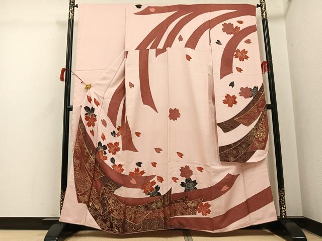 平和屋着物●豪華振袖 寿光織 桜 鳳凰吉祥花文 金彩 正絹 逸品 未使用 AABI4819ph
