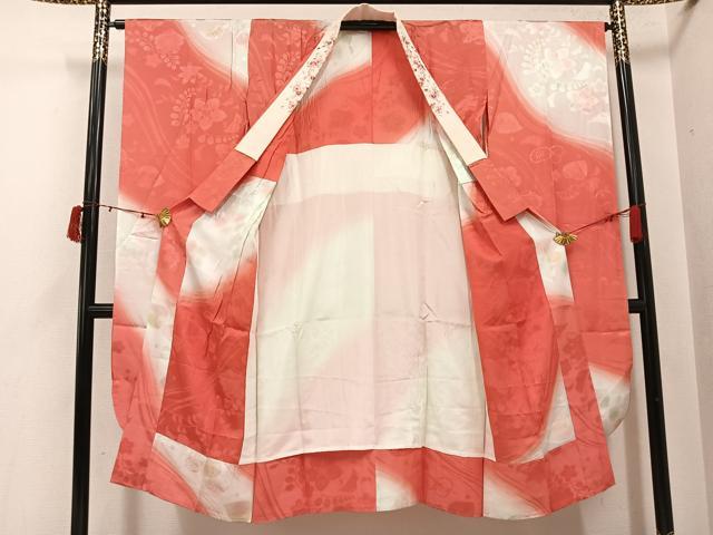 平和屋着物●振袖用長襦袢 無双仕立て 辻が花地紋 暈し染め 半衿刺繍 正絹 逸品 AABI4826ph