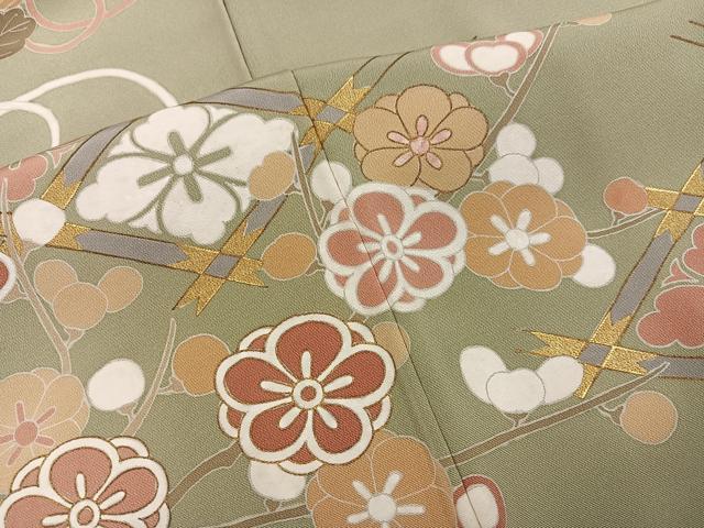 平和屋着物●訪問着 友禅 駒刺繍 草花文 金彩 正絹 逸品 AABI4833ph