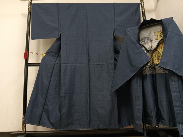 平和屋着物●男性 本場大島紬 アンサンブル 亀甲絣 正絹 逸品 未使用 AABI4845ph