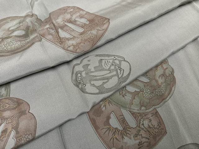平和屋着物●男性 長襦袢 袷 龍 鍔柄 金彩 正絹 逸品 AABI4846ph