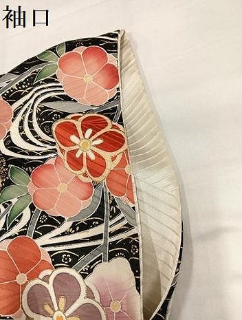 平和屋着物●豪華振袖 駒刺繍 地紙御所車貝桶花文 金彩 正絹 逸品 AABI4849ph
