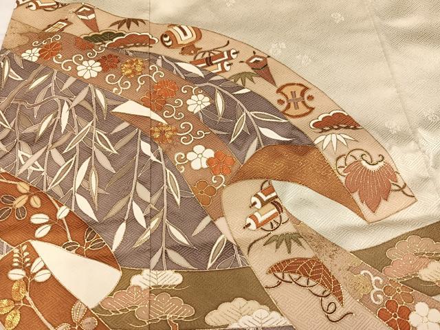 平和屋着物●豪華色留袖 友禅 駒刺繍 松竹梅籬宝尽くし 暈し染め 金彩 正絹 逸品 AABI4851ph