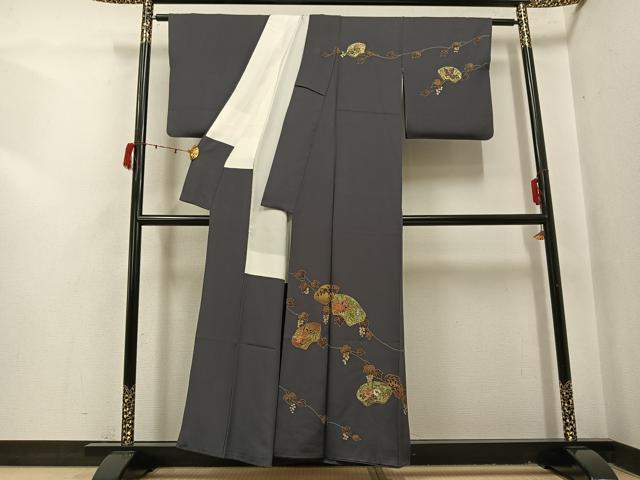 平和屋着物●訪問着 作家物 彩花 竹屋町刺繍 地紙草花文 金彩 正絹 逸品 AABI4854ph