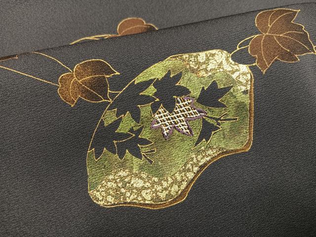 平和屋着物●訪問着 作家物 彩花 竹屋町刺繍 地紙草花文 金彩 正絹 逸品 AABI4854ph
