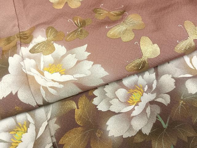 平和屋着物●訪問着 作家物 瀬戸嵐山 花蝶文 暈し染め 金彩 正絹 逸品 AABI4855ph