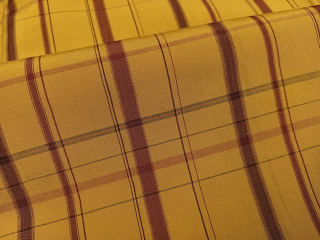 平和屋着物●黄八丈 紬 格子 正絹 逸品 AABI4867ph