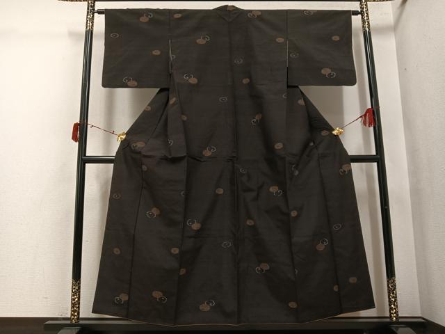 平和屋着物●上質な紬 菊 正絹 逸品 AABI4869ph