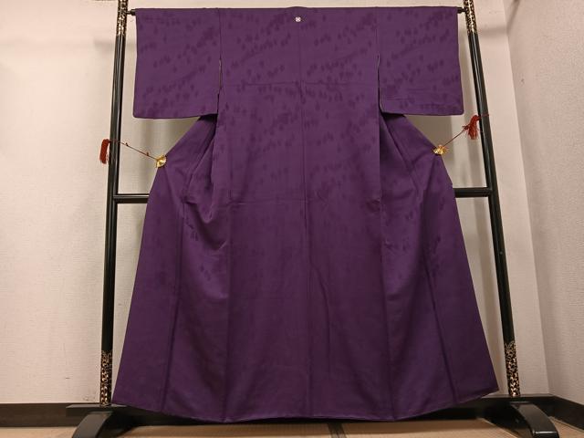 平和屋着物●上質な色無地 人物地紋 滅紫色 正絹 逸品 AABI4877ph