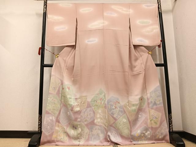 平和屋着物●訪問着 草花文 暈し染め 鈴乃屋扱い 正絹 逸品 AABI4878ph