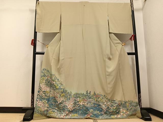 平和屋着物●豪華色留袖 友禅 作家物 松竹梅風景文 暈し染め 正絹 逸品 未使用 AABI4882ph