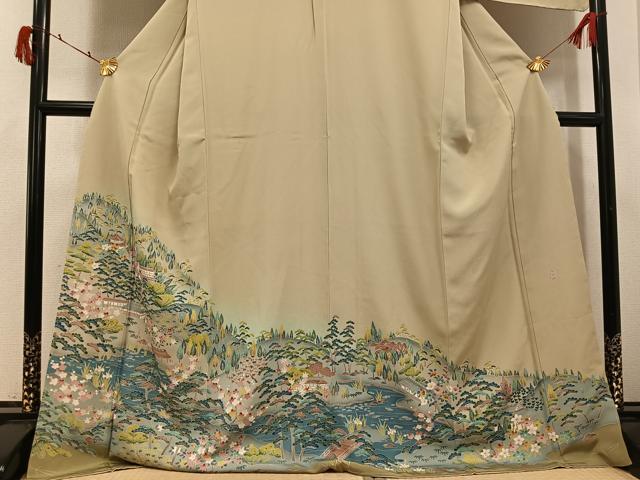 平和屋着物●豪華色留袖 友禅 作家物 松竹梅風景文 暈し染め 正絹 逸品 未使用 AABI4882ph