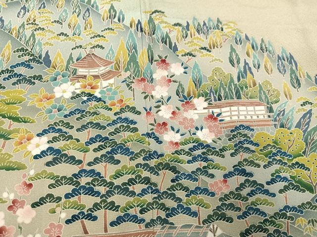 平和屋着物●豪華色留袖 友禅 作家物 松竹梅風景文 暈し染め 正絹 逸品 未使用 AABI4882ph