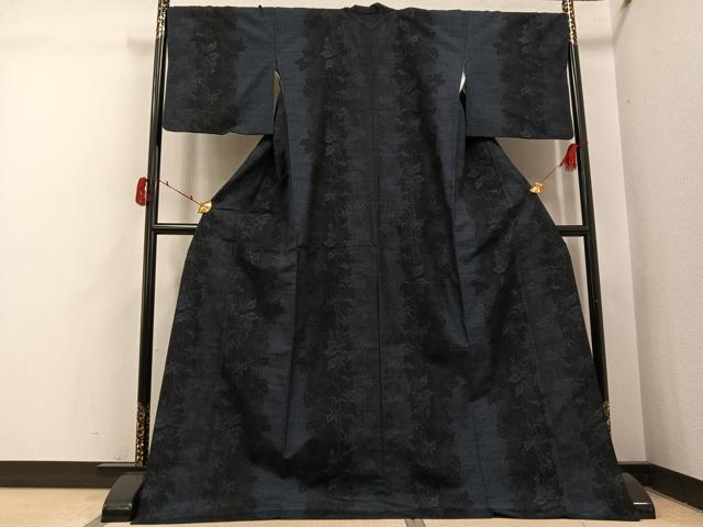 平和屋着物●結城紬 100亀甲 草木間道 ロング丈 正絹 逸品 AABI4883ph
