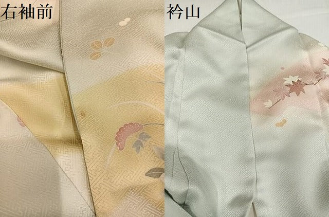 平和屋着物●訪問着 友禅 駒刺繍 花車文 金彩 正絹 逸品 AABI4885ph