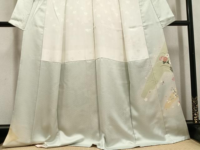 平和屋着物●訪問着 友禅 駒刺繍 花車文 金彩 正絹 逸品 AABI4885ph