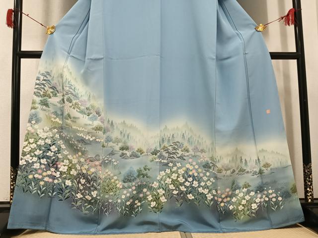平和屋着物●訪問着 友禅 作家物 風景草花文 暈し染め 正絹 逸品 未使用 AABI4888ph