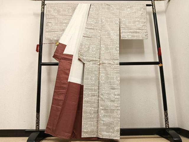 平和屋着物●本場大島紬 白大島 一元7マルキ 草木文 正絹 逸品 未使用 AABI4896ph