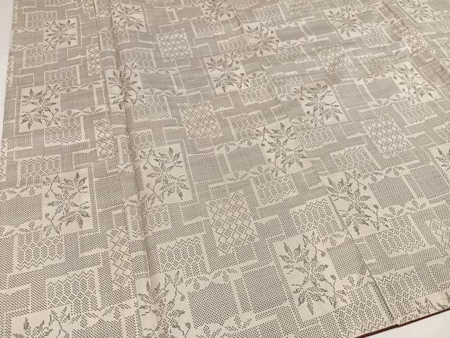 平和屋着物●本場大島紬 白大島 一元7マルキ 草木文 正絹 逸品 未使用 AABI4896ph