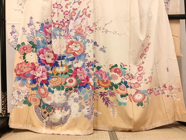 平和屋着物●豪華振袖 友禅 作家物 幸雄 枝花文 浜ちりめん 仮絵羽 逸品 未使用 AABI4901ph