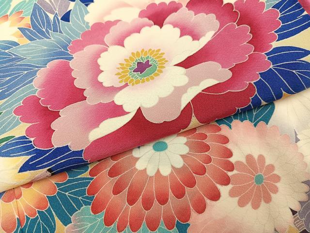 平和屋着物●豪華振袖 友禅 作家物 幸雄 枝花文 浜ちりめん 仮絵羽 逸品 未使用 AABI4901ph